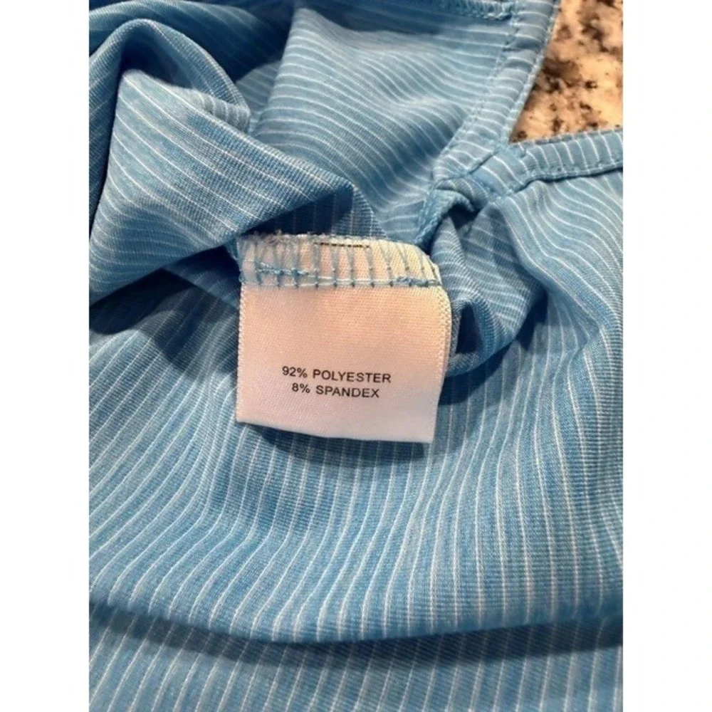 Peter Millar Summer Comfort Polo Shirt Mens XXL Blue White Micro Stripe Golf EUC